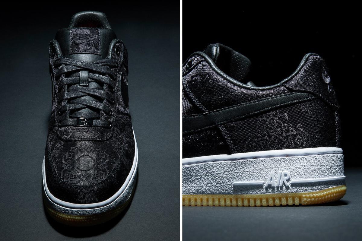 Jetez un coup d'oeil officiel au design fragment x CLOT x Nike Air Force 1 "Black Silk".