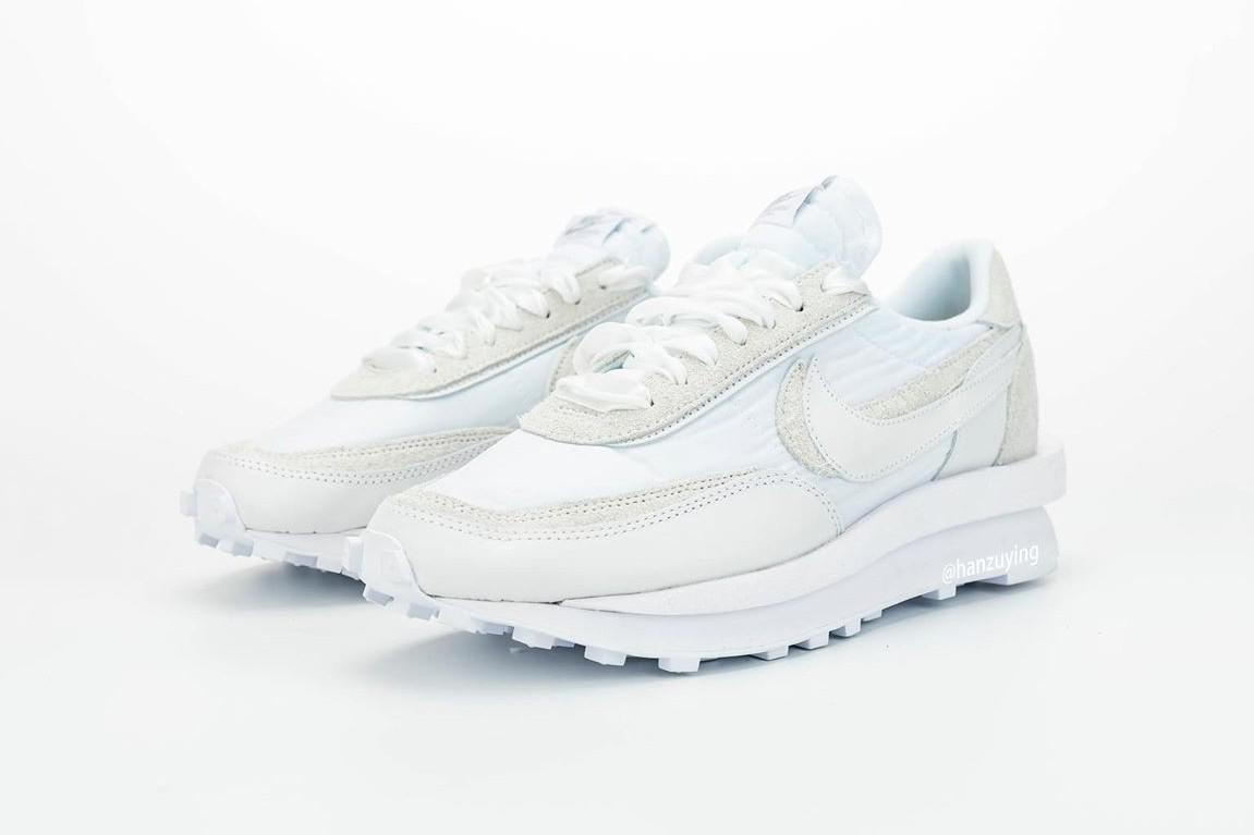 Un meilleur aperçu de la Sacai x Nike LDWaffle en "Blanc".