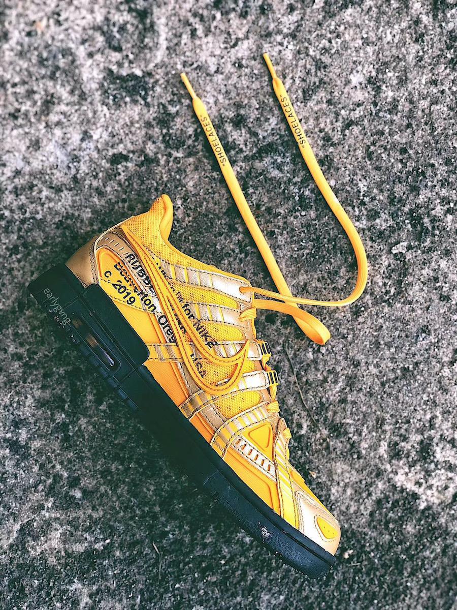 Off-White X Nike air rubber dunk “university gold”