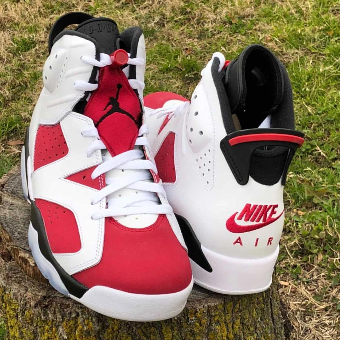 La "Carmine" d'Air Jordan 6 avec le Nike Air pour la première fois depuis 1991