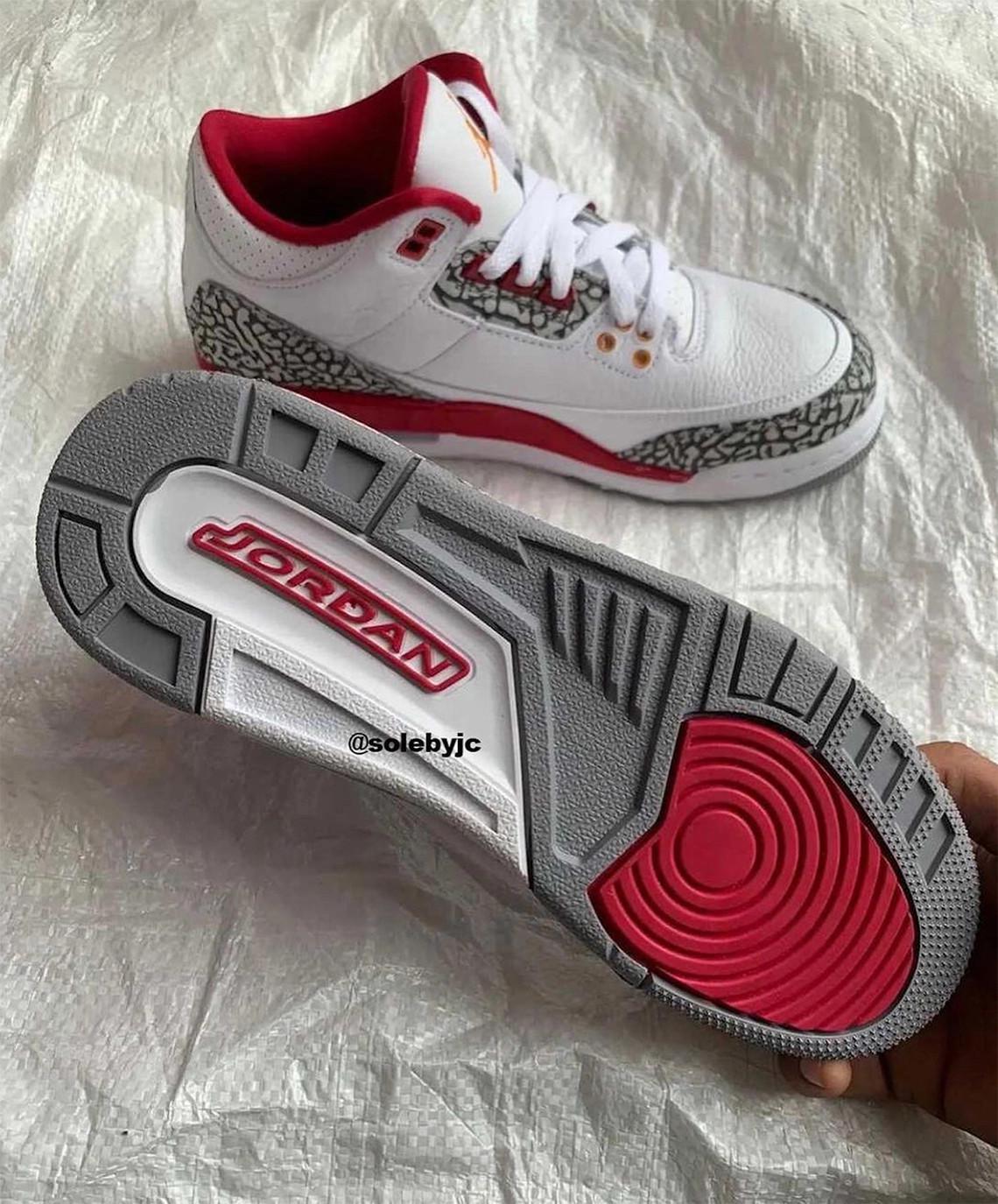 Premier aperçu de la Air Jordan 3 "Cardinal". Premier aperçu de la Air Jordan 3 "Cardinal".