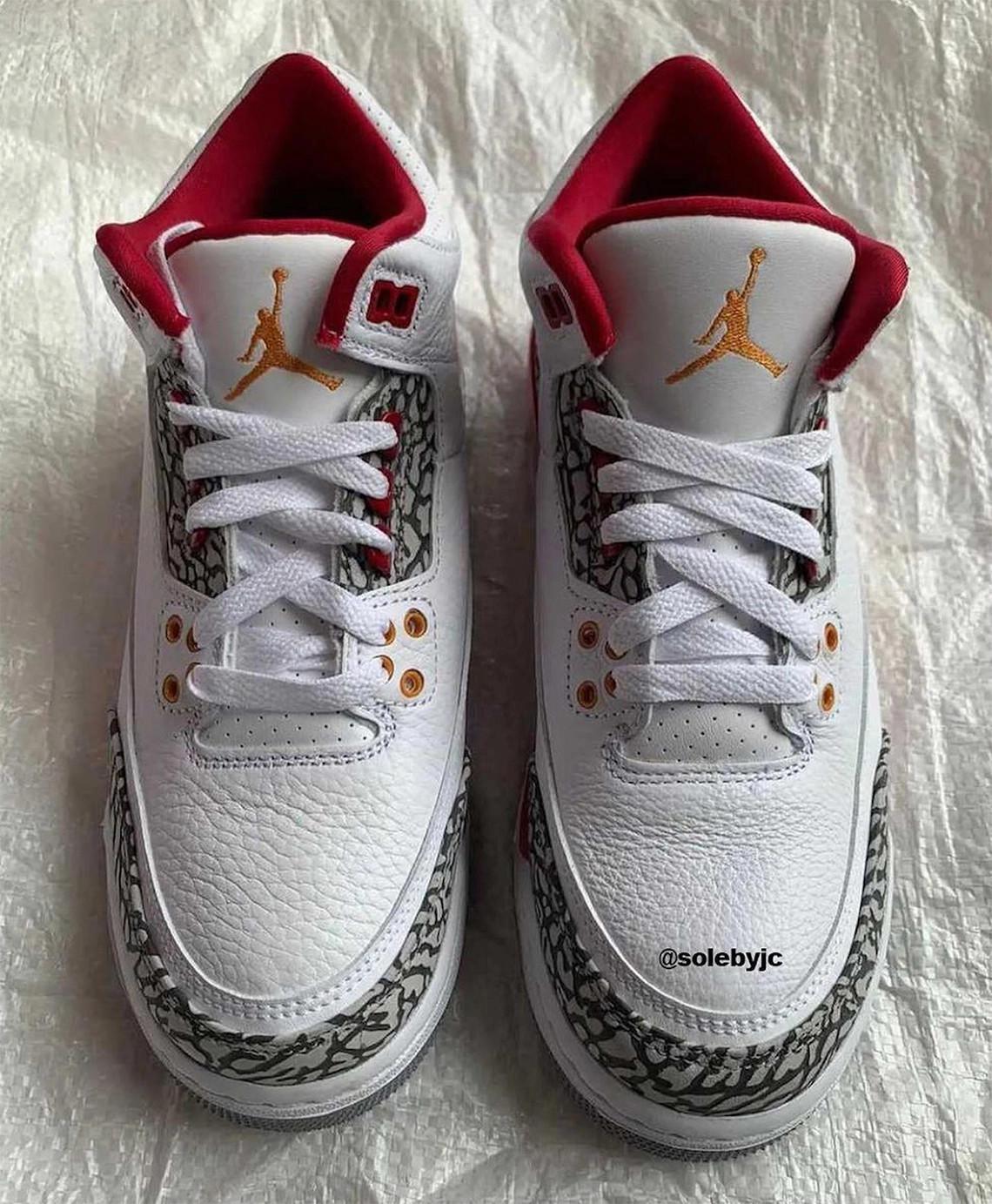 Premier aperçu de la Air Jordan 3 "Cardinal". Premier aperçu de la Air Jordan 3 "Cardinal".