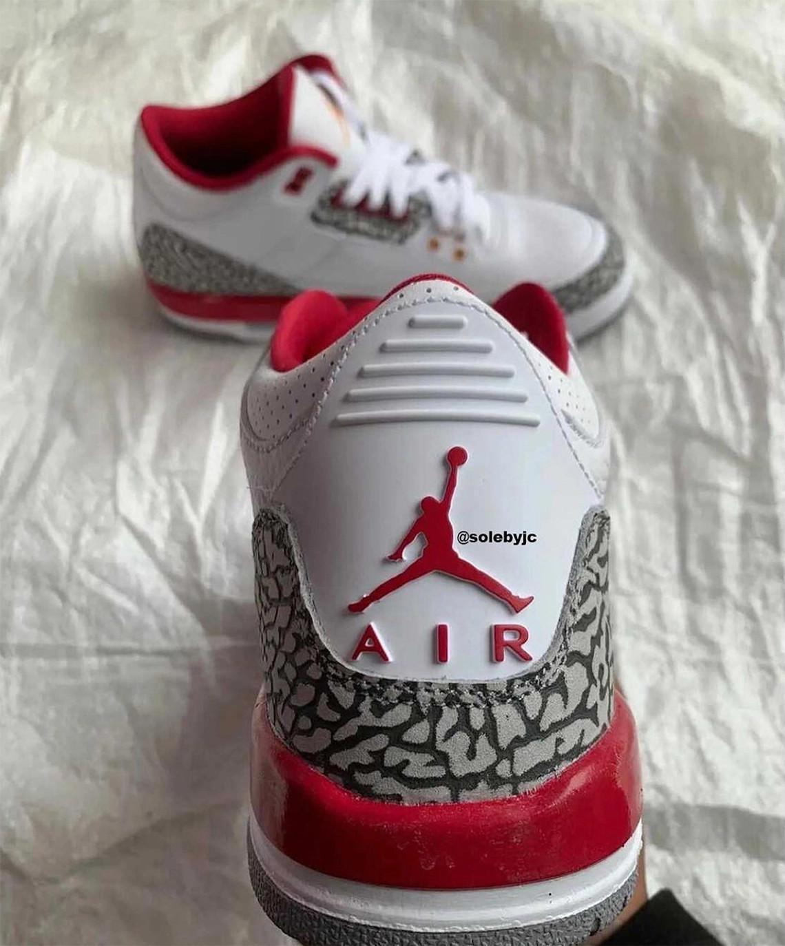 Premier aperçu de la Air Jordan 3 "Cardinal". Premier aperçu de la Air Jordan 3 "Cardinal".