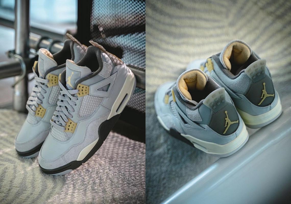 Vue détaillée de l'Air Jordan 4 Craft SE "Photon Dust". Vue détaillée de l'Air Jordan 4 Craft SE "Photon Dust".