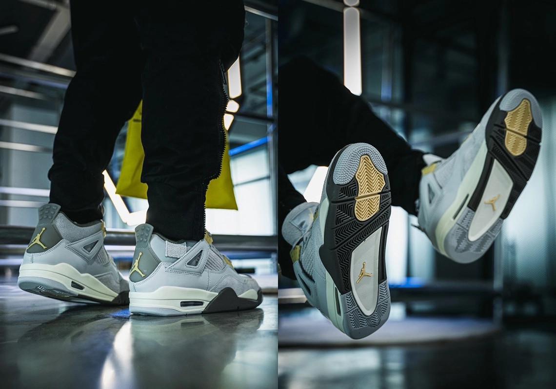 Vue détaillée de l'Air Jordan 4 Craft SE "Photon Dust". Vue détaillée de l'Air Jordan 4 Craft SE "Photon Dust".