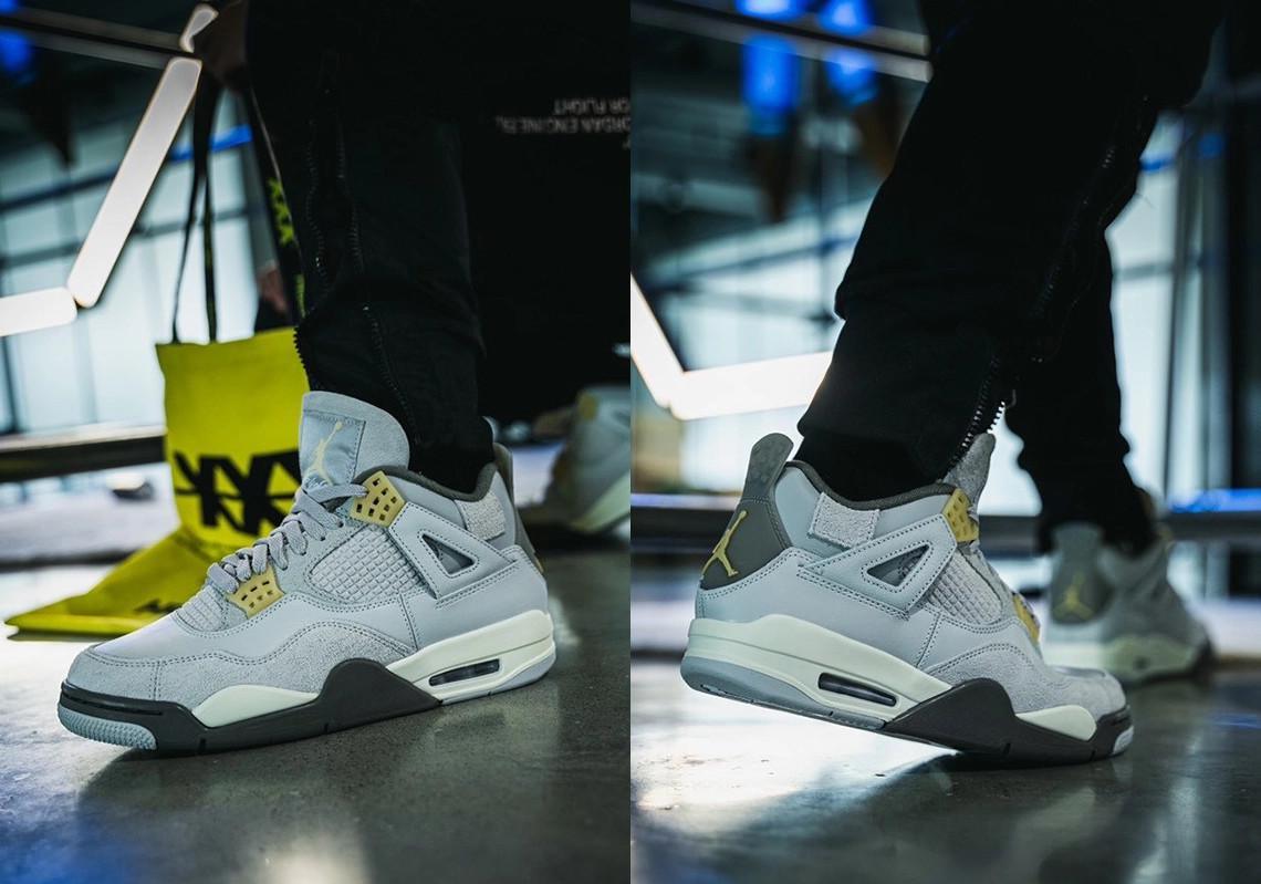 Vue détaillée de l'Air Jordan 4 Craft SE "Photon Dust". Vue détaillée de l'Air Jordan 4 Craft SE "Photon Dust".