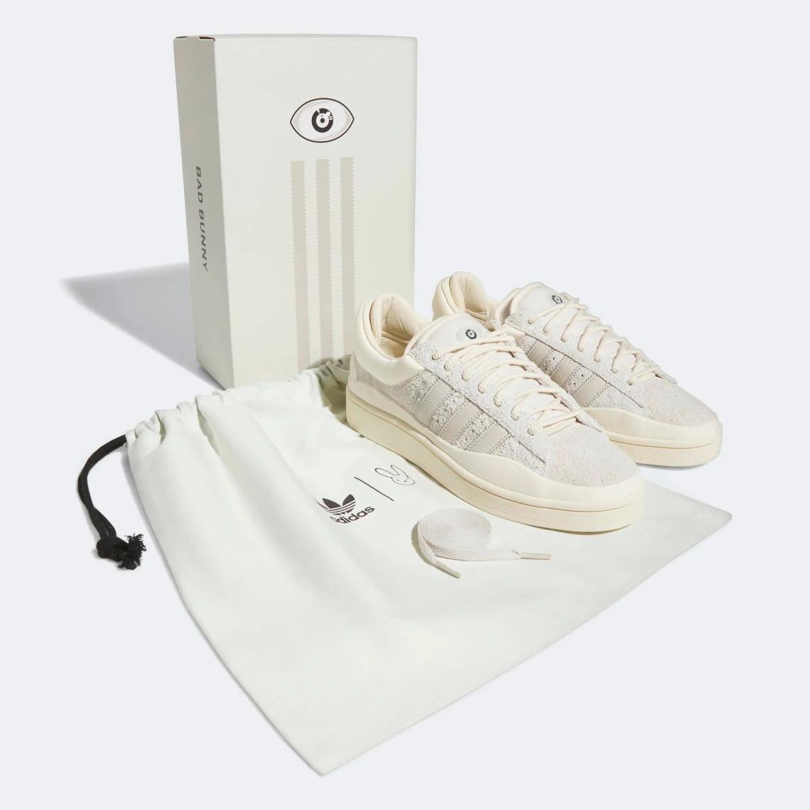 Bad Bunny lance la saison 2023 avec l'adidas Campus "Cloud White". Bad Bunny lance la saison 2023 avec l'adidas Campus "Cloud White".