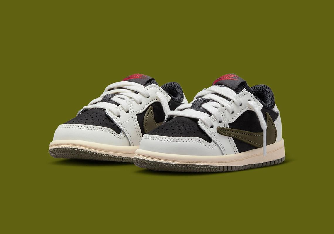 Images officielles du Travis Scott x Air Jordan 1 Low OG "Olive" (PS/TD)