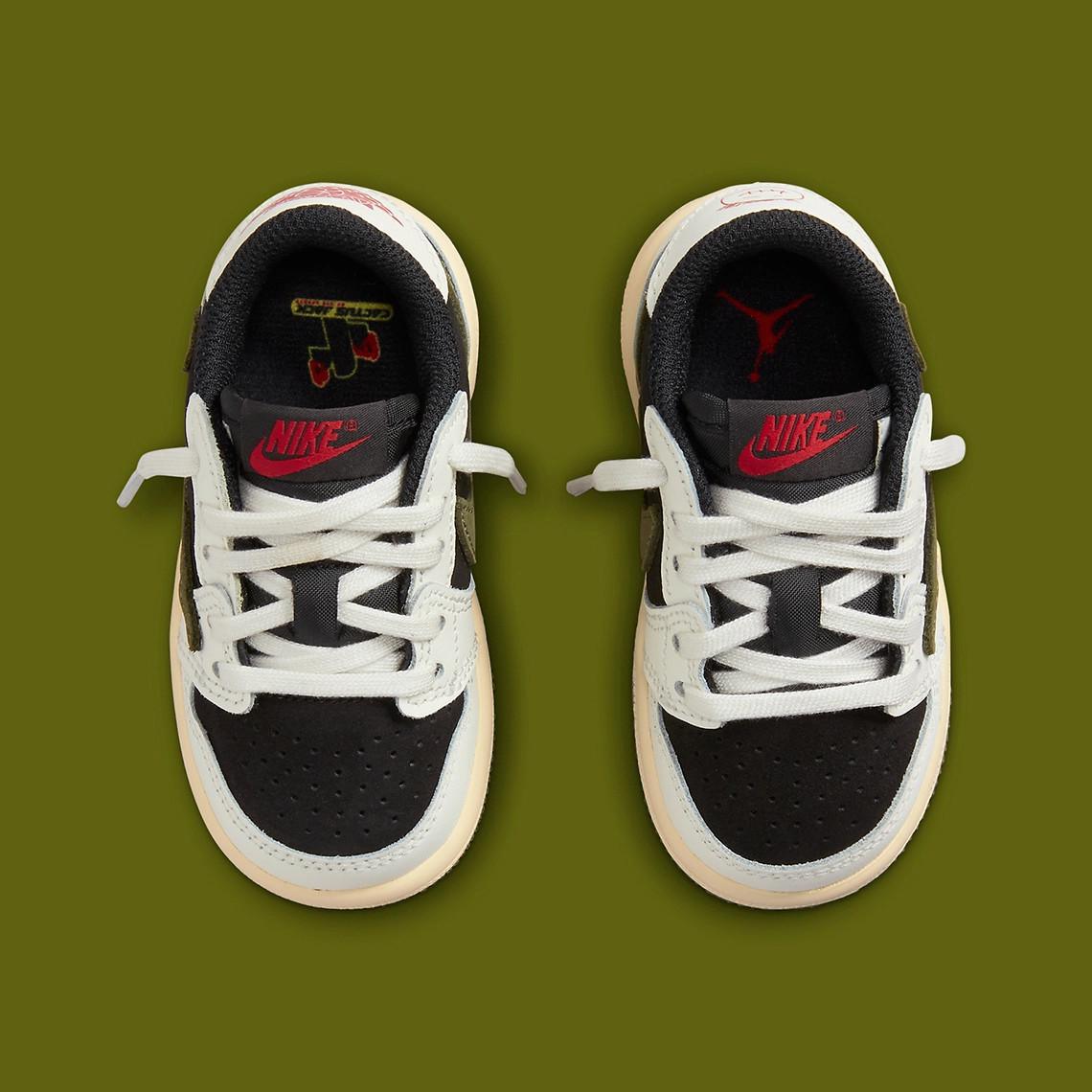 Images officielles du Travis Scott x Air Jordan 1 Low OG "Olive" (PS/TD)