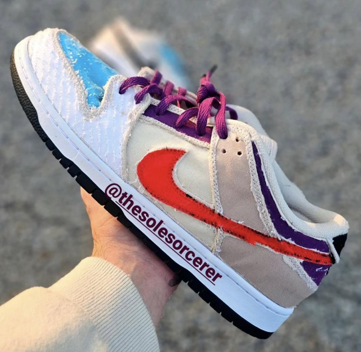 Albino & Preto x Nike SB Dunk Low avec empeigne déchirable Albino & Preto x Nike SB Dunk Low avec empeigne déchirable