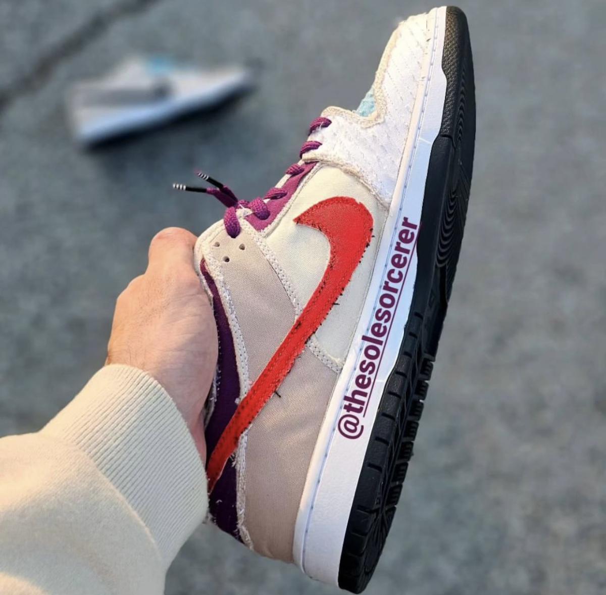 Albino & Preto x Nike SB Dunk Low avec empeigne déchirable Albino & Preto x Nike SB Dunk Low avec empeigne déchirable