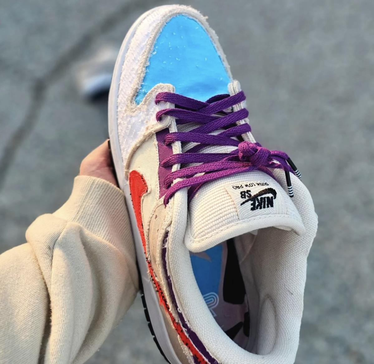 Albino & Preto x Nike SB Dunk Low avec empeigne déchirable Albino & Preto x Nike SB Dunk Low avec empeigne déchirable