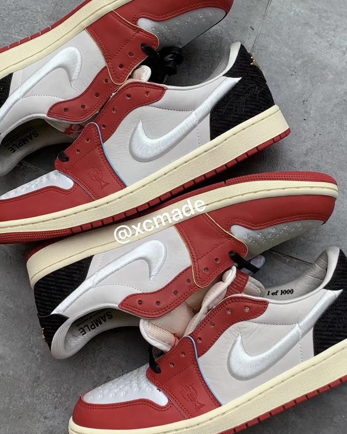 Gros plan sur l'Air Jordan 1 Low « Home » exclusif à la Trophy Room Gros plan sur l'Air Jordan 1 Low « Home » exclusif à la Trophy Room