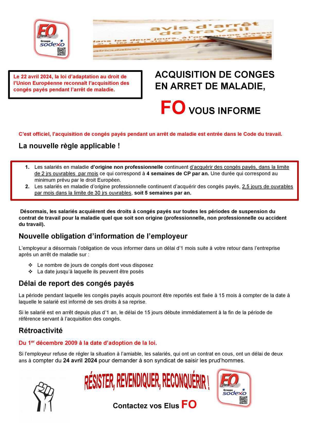 Flash Acquisition des CP en Maladie