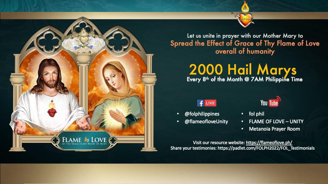 2000 Flame of Love Hail Marys every 7th/8th of the month