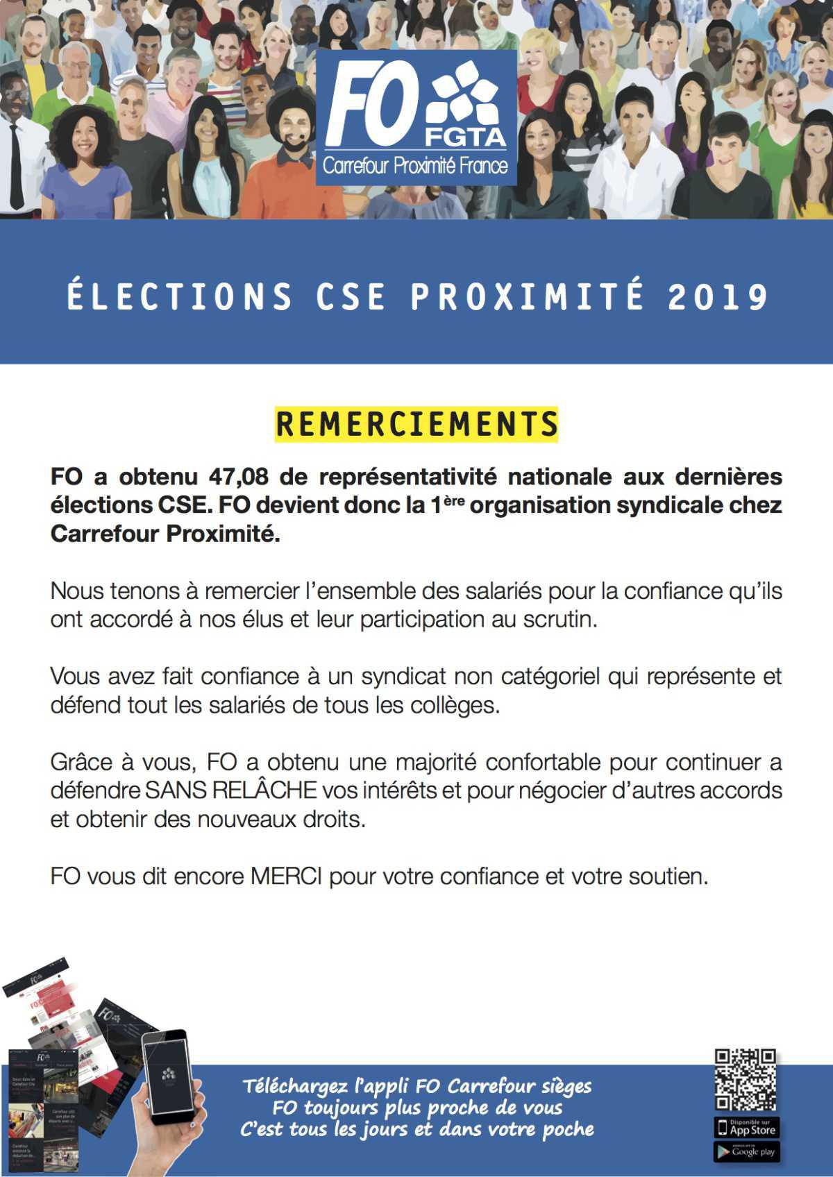 Remerciements-Élections CSE Proximité 2019