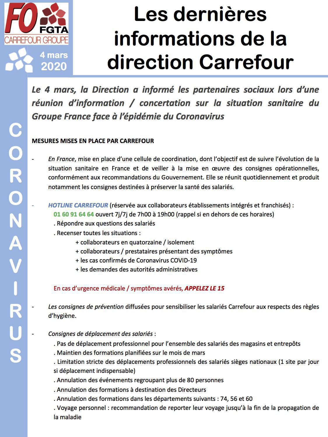 Les dernières informations de la Direction Carrefour