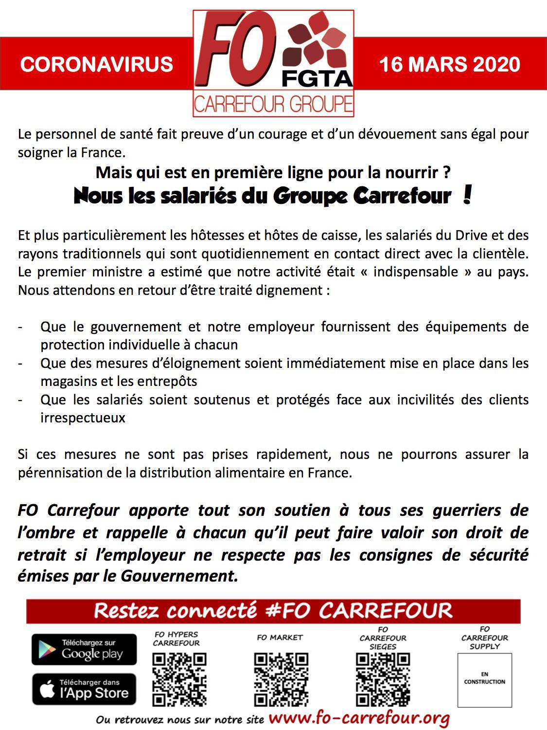 Nous les salariés du Groupe Carrefour!