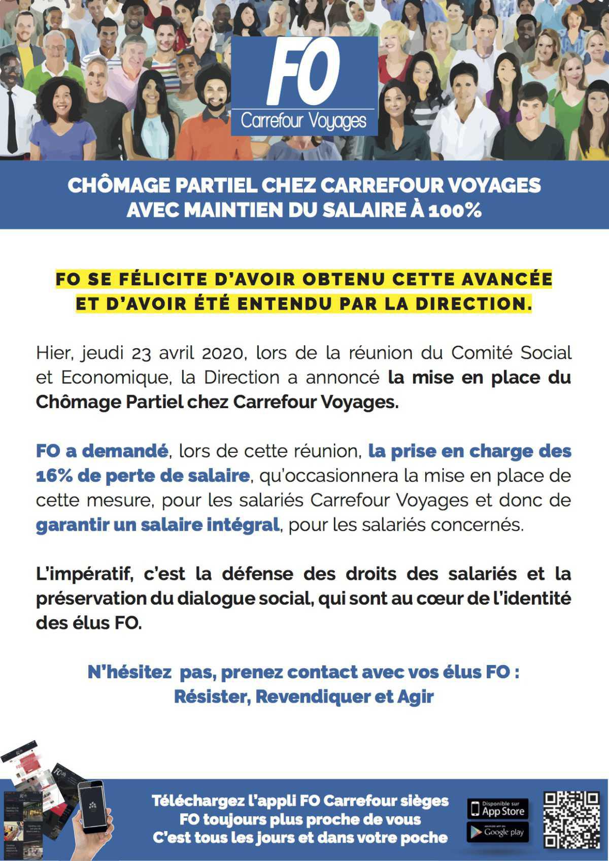 FO obtient le maintien du salaire à 100% chez Carrefour Voyages