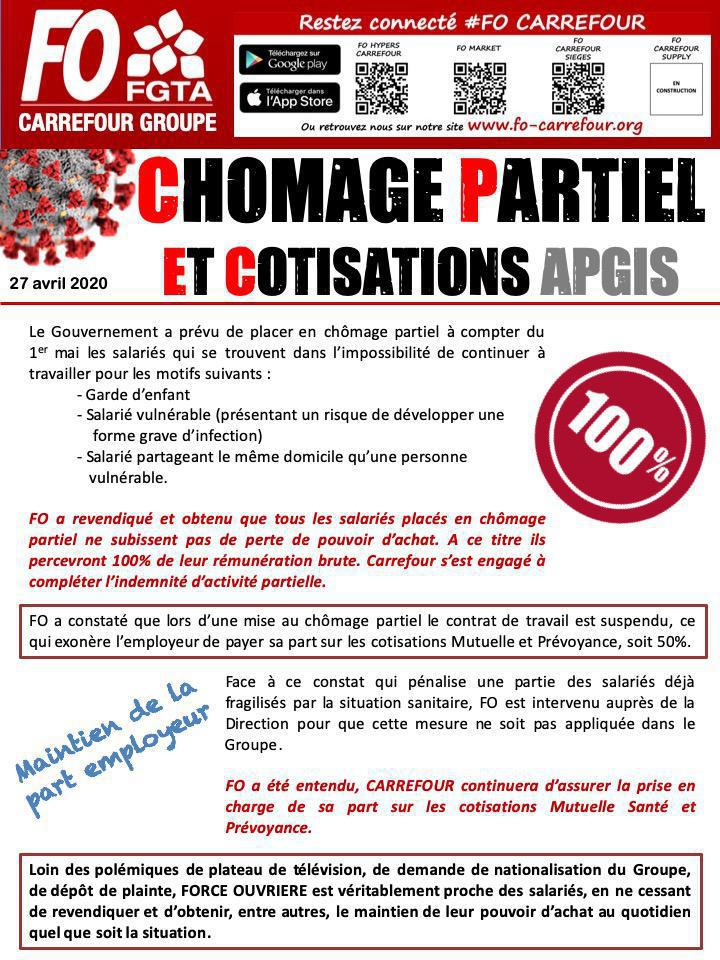 Chômage partiel et cotisations APGIS