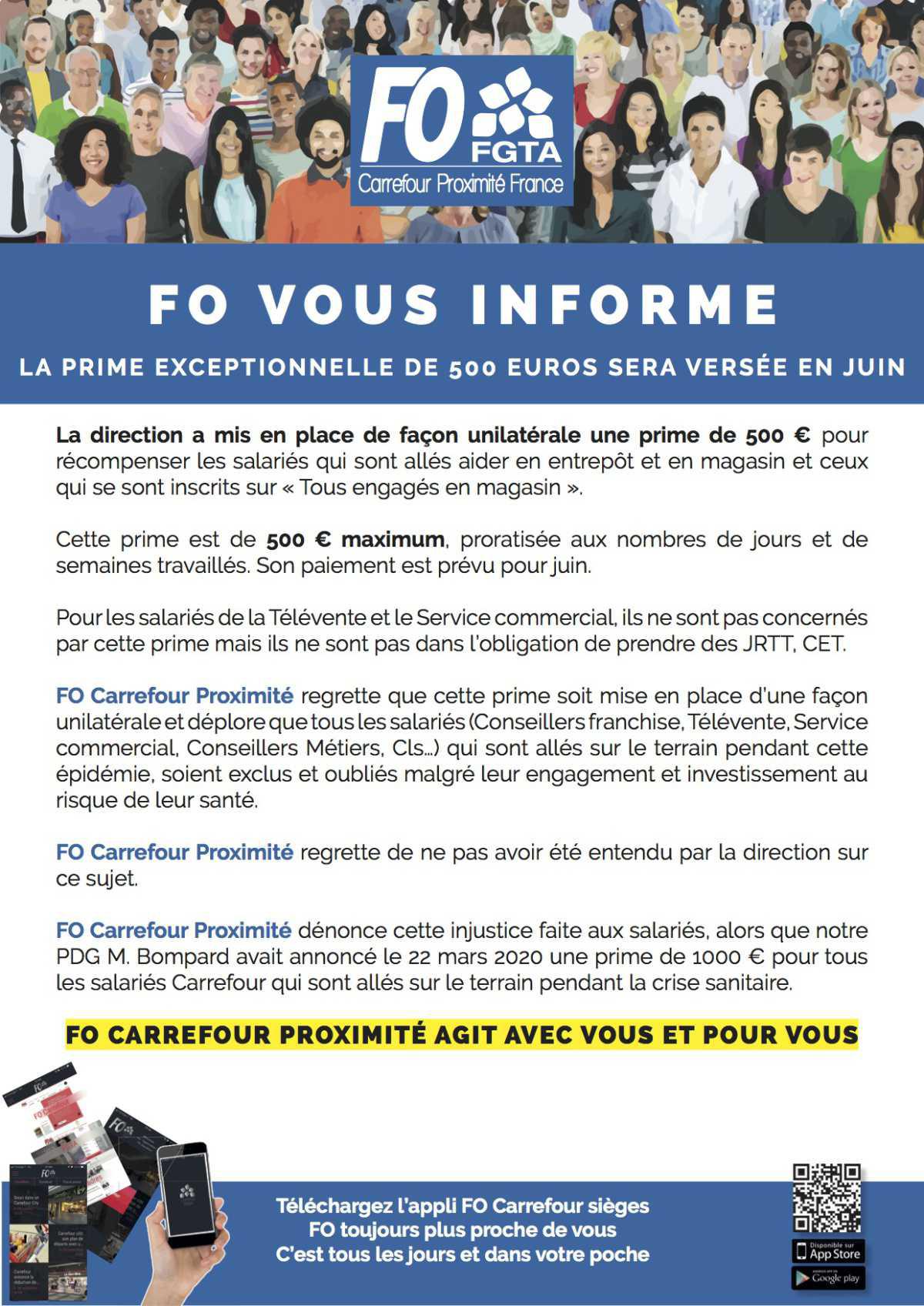 FO Carrefour Proximité vous informe!