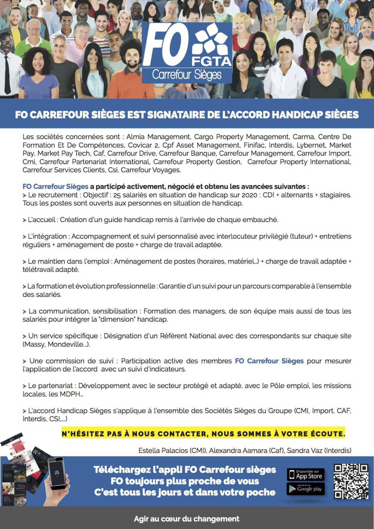 FO Carrefour Sièges est signataire de l'Accord Handicap!