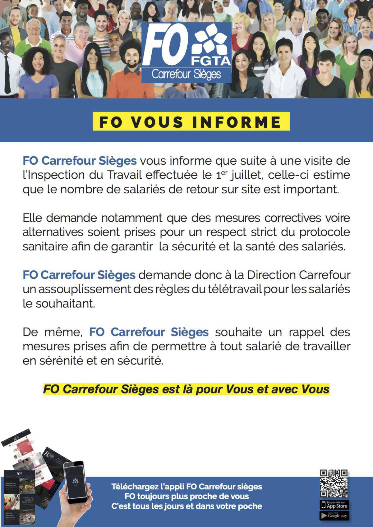 FO Carrefour Sièges vous informe!