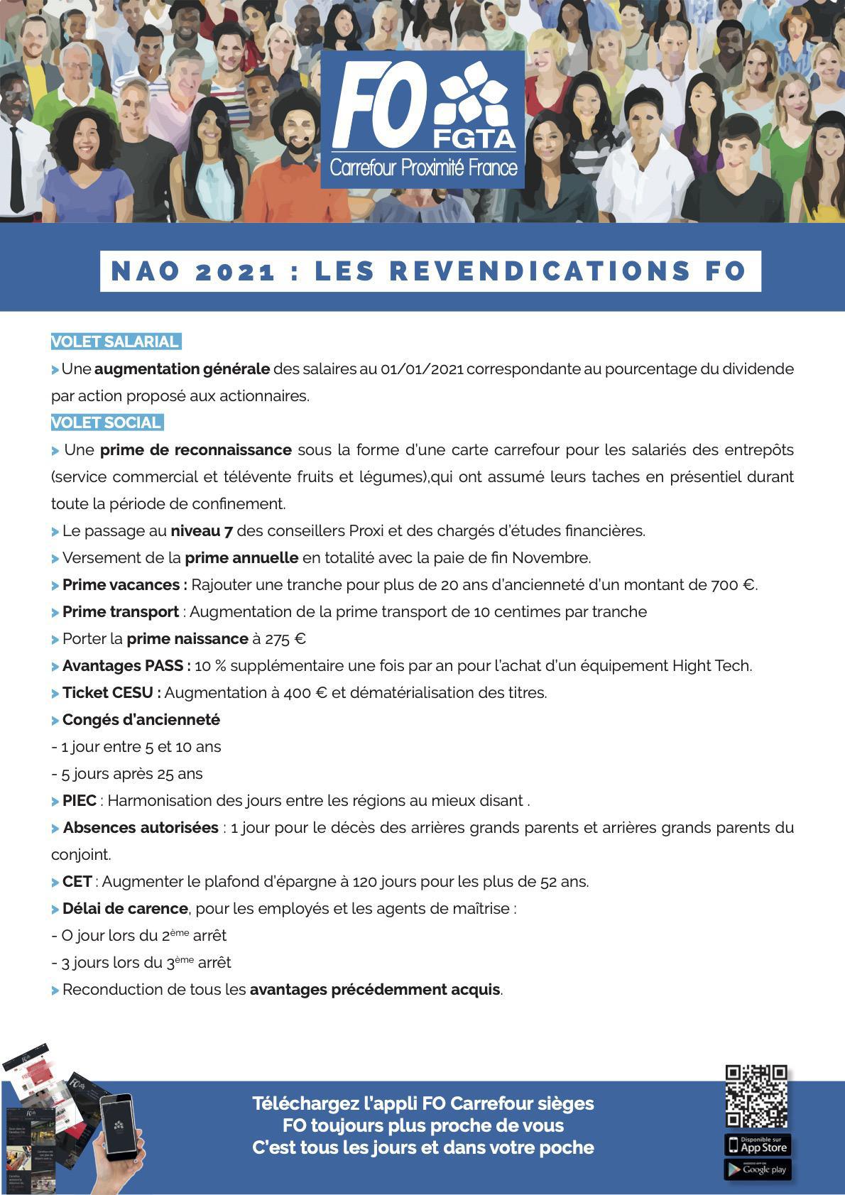 Carrefour Proximité: NAO 2021-Revendications