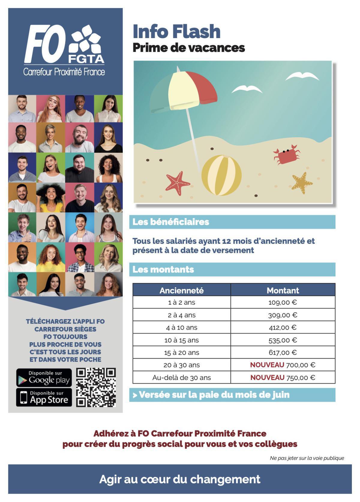 Info Flash: Prime de vacances
