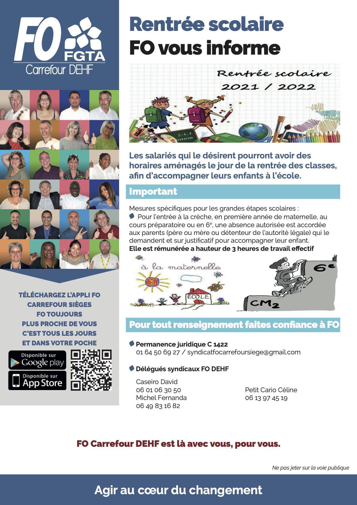 DEHF: Rentrée scolaire-FO vous informe!