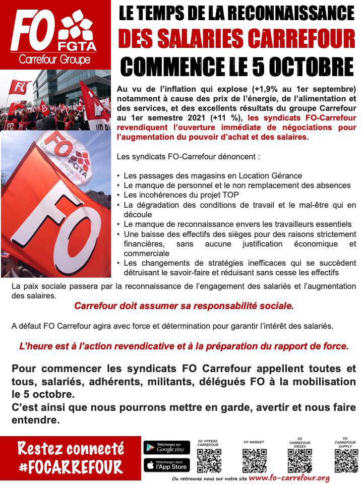 Le temps de la reconnaissance des salariés Carrefour commence le 05 octobre!