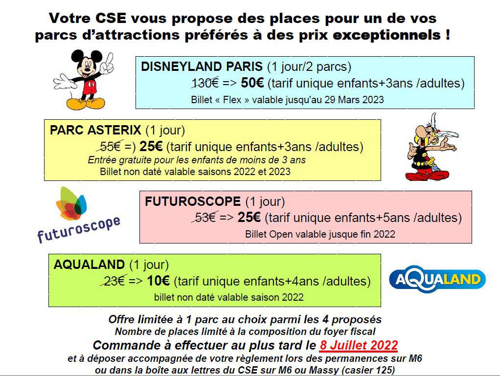 Votre CSE : Commande de place Parcs d'attractions 