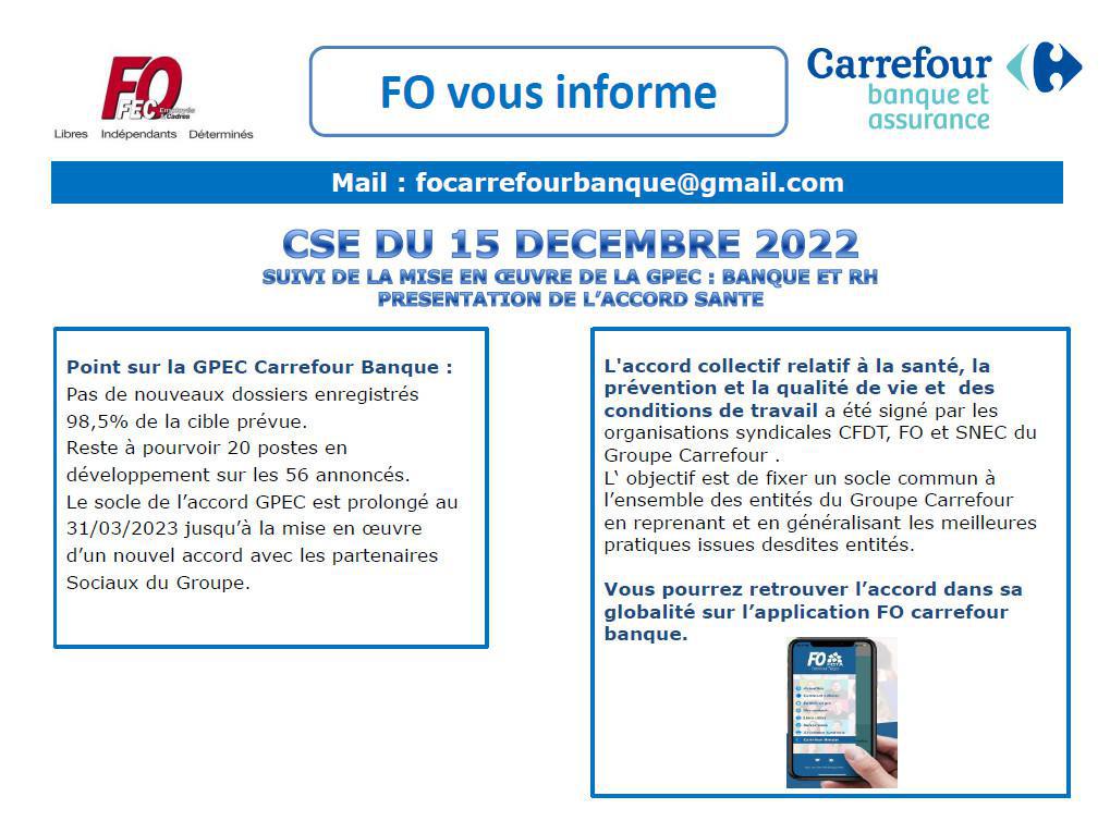 Compte rendu FO réunion CSE du 15-12-2022