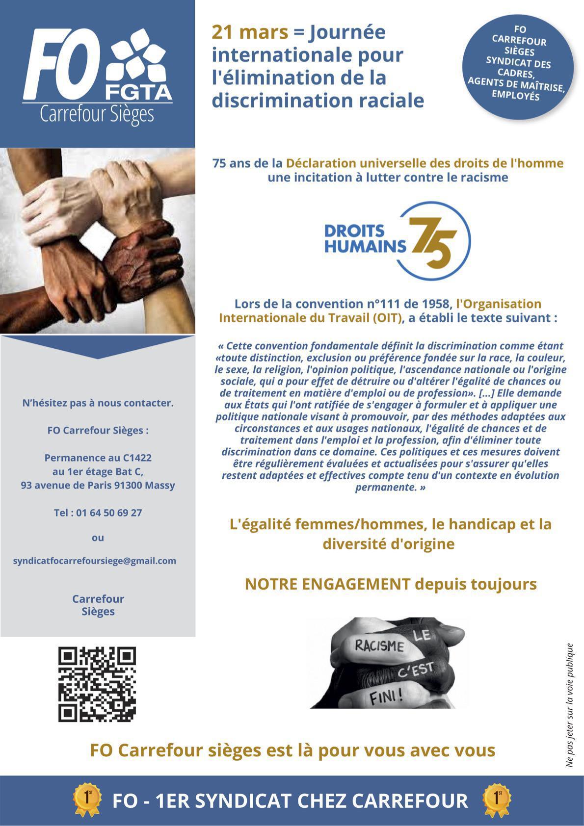 21 mars=journée internationale pour l'élimination de la discrimination raciale