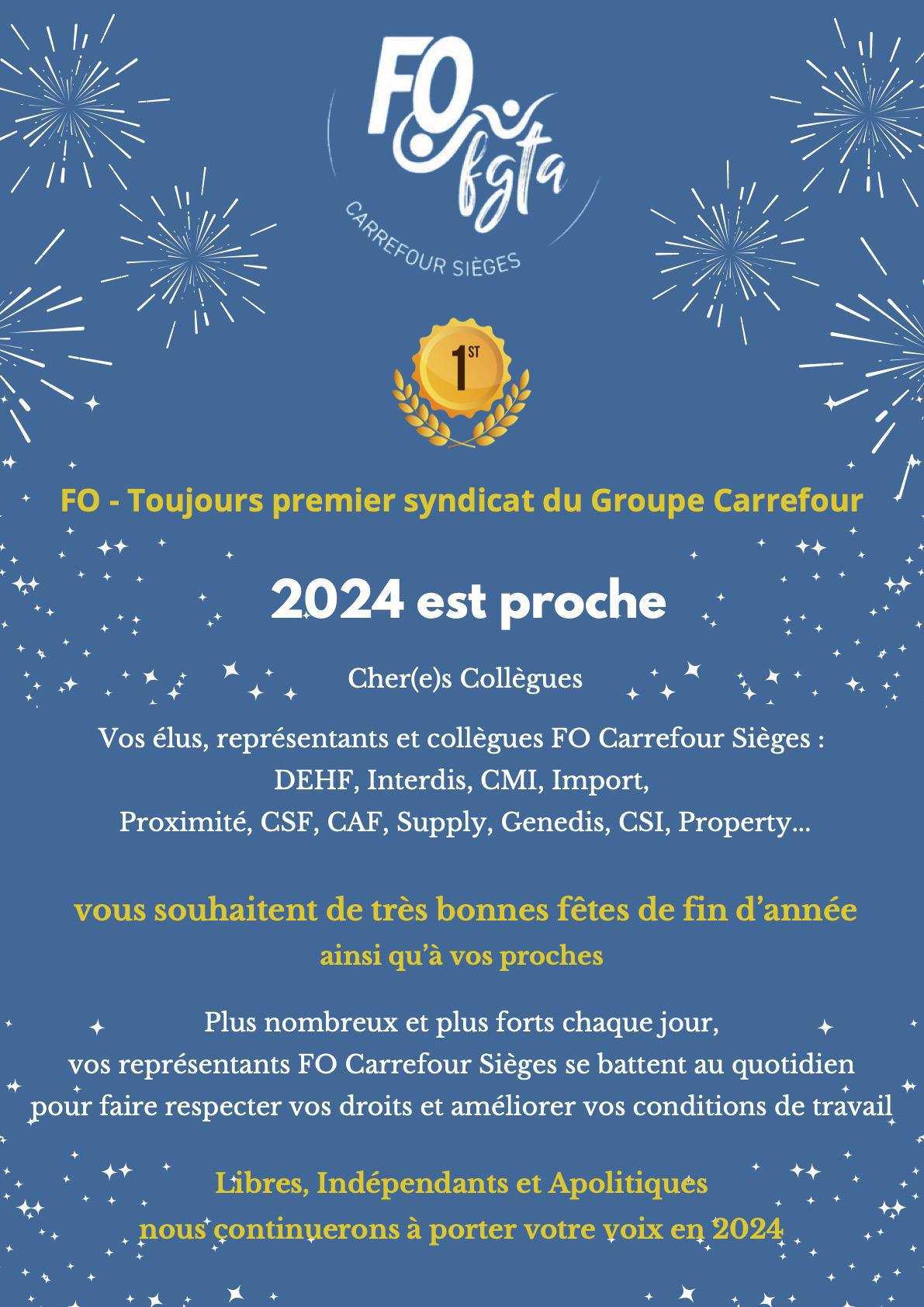FO toujours premier Syndicat du Groupe Carrefour