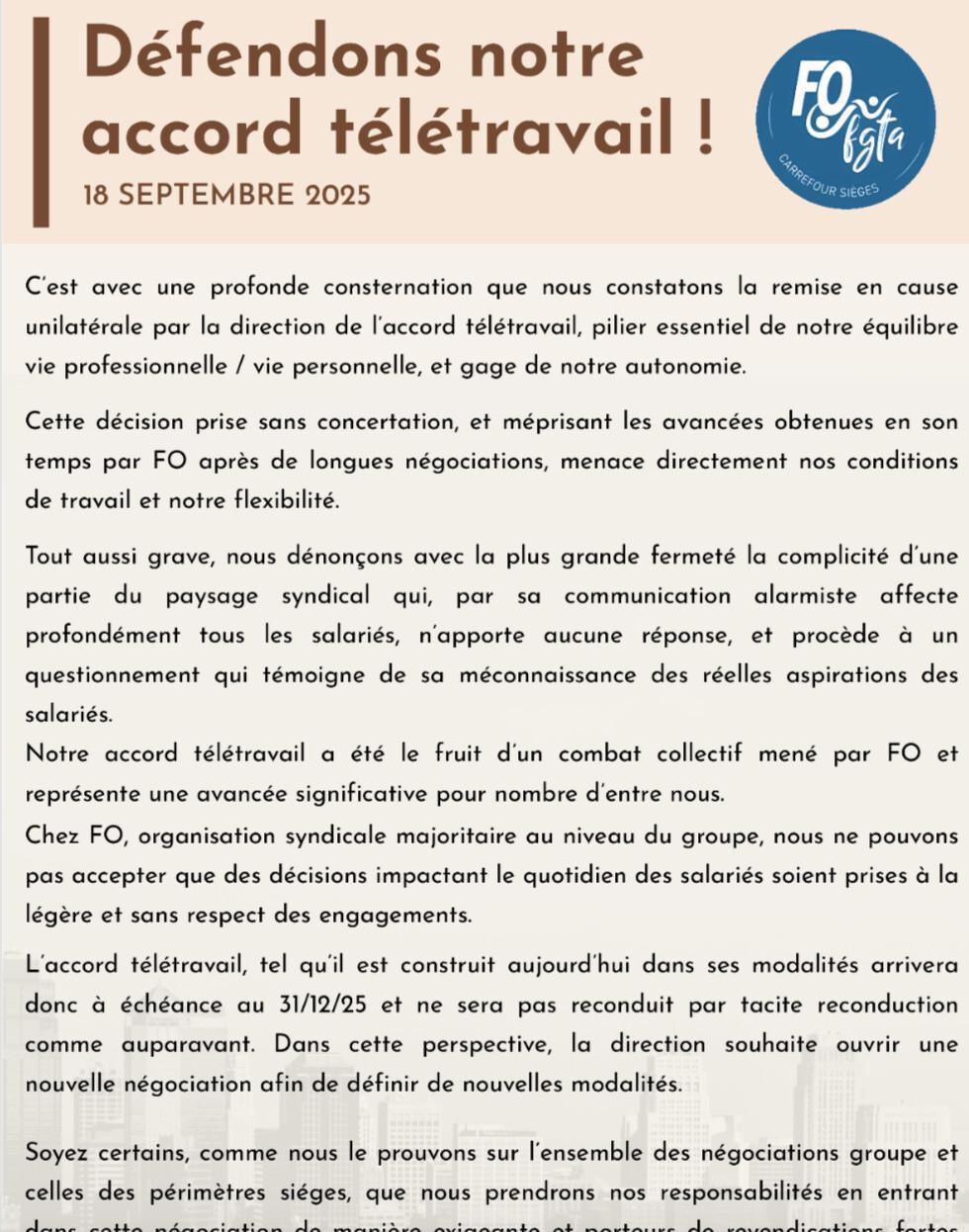Défendons notre Accord télétravail!