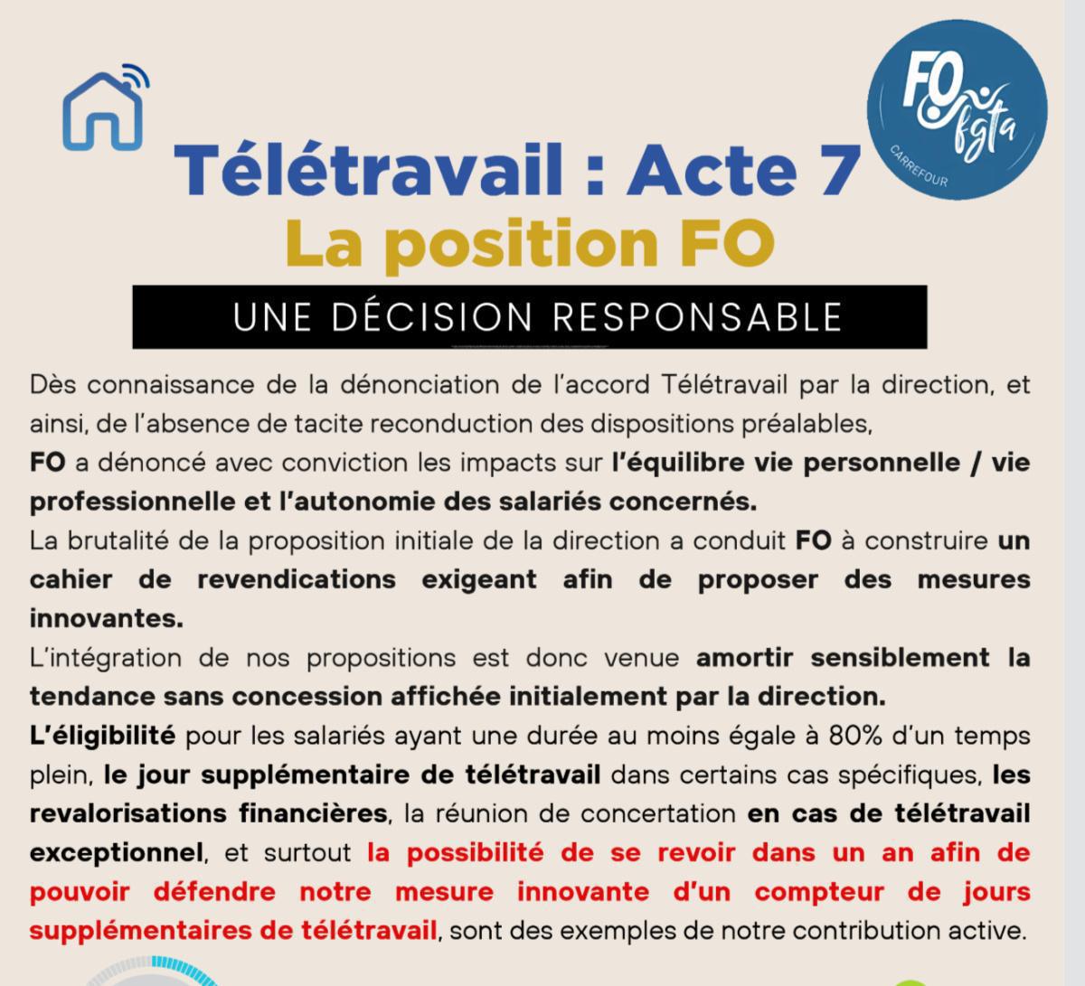 Télétravail: Acte 7-La position de FO!