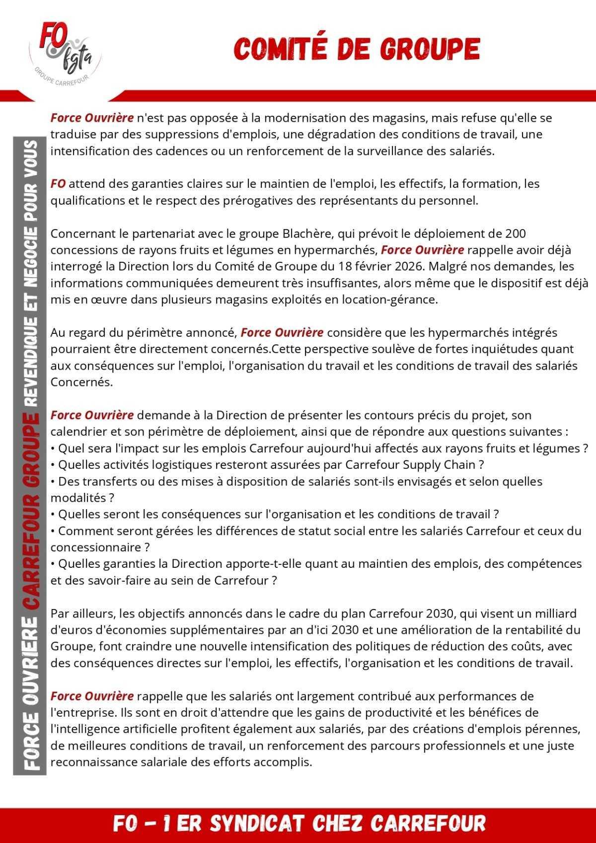 Comité de groupe : Fermeture annoncée de Carrefour service client Saint-Étienne