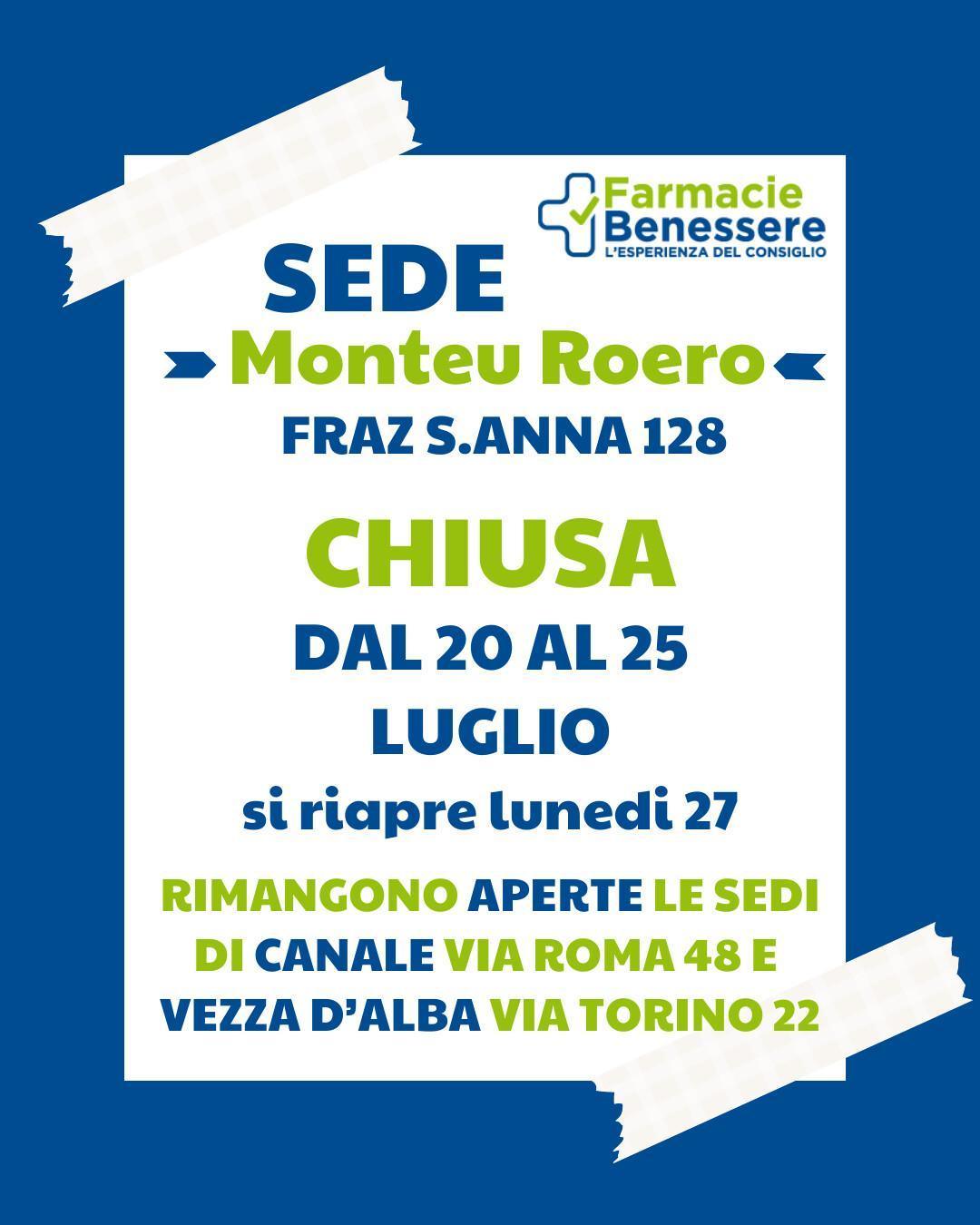 Chiusura per ferie 🌻 Farmacia Monteu Chiusura per ferie 🌻 Farmacia Monteu