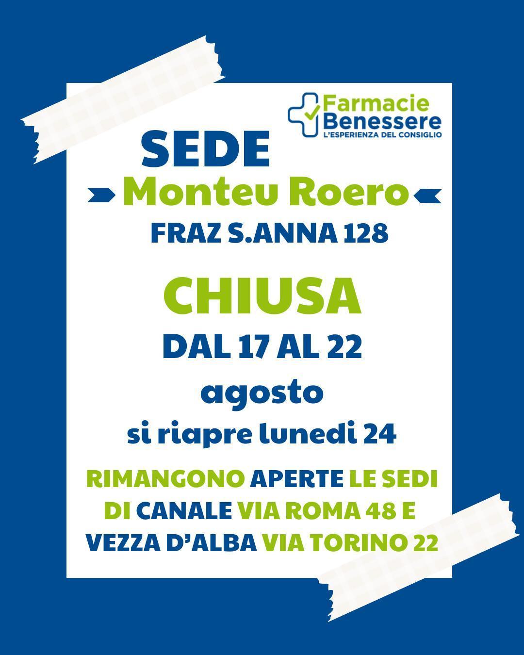 Chiusura per ferie 🐬 Farmacia Monteu Chiusura per ferie 🐬 Farmacia Monteu