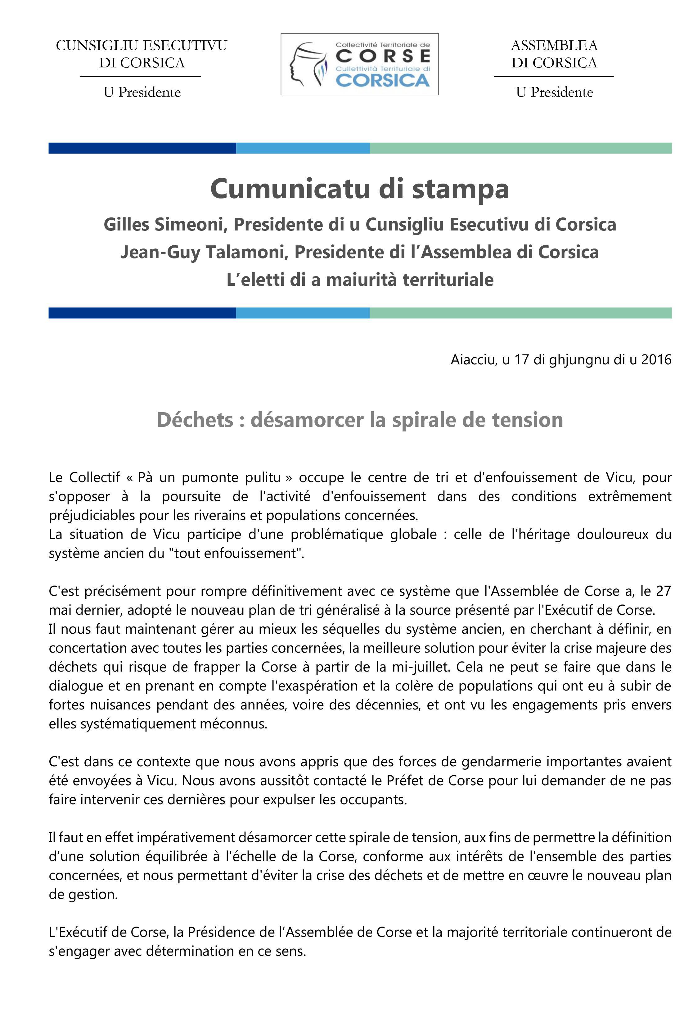 CP - DÉCHETS : DÉSAMORCER LA SPIRALE DE TENSION