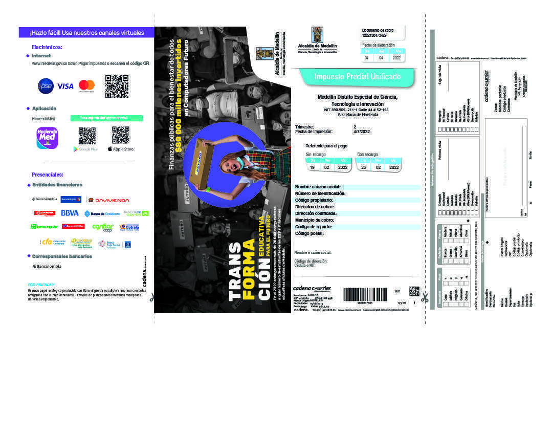 La factura del impuesto predial cambió para facilitar la lectura e interpretación por parte de la ciudadanía La factura del impuesto predial cambió para facilitar la lectura e interpretación por parte de la ciudadanía