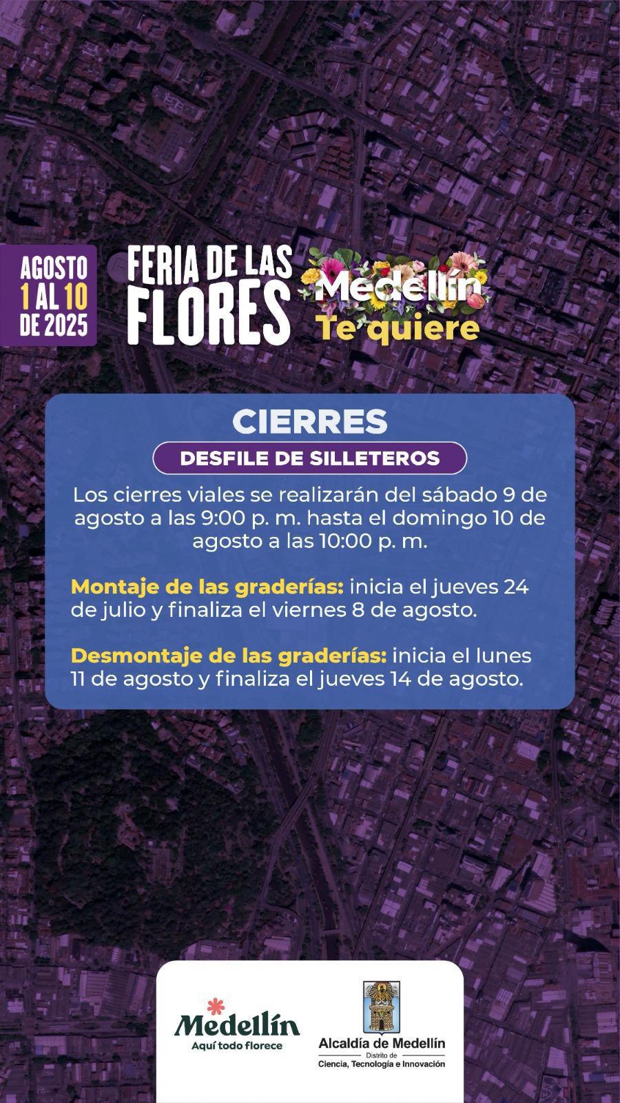 ¡Ojo al dato! Estos son los cierres viales para el remate de la Feria de las Flores