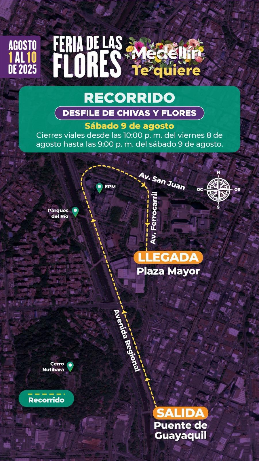 ¡Ojo al dato! Estos son los cierres viales para el remate de la Feria de las Flores