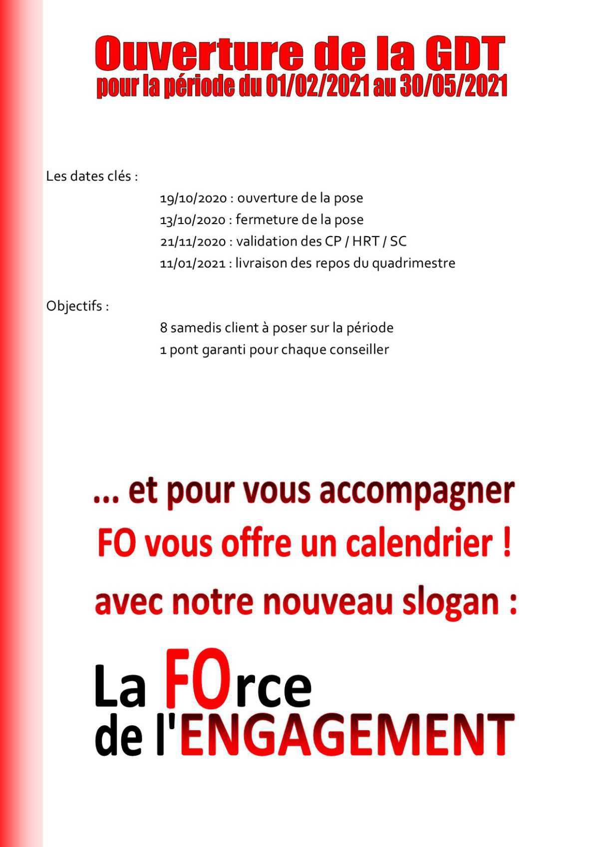 TRACT FCPE CALENDRIER GDT