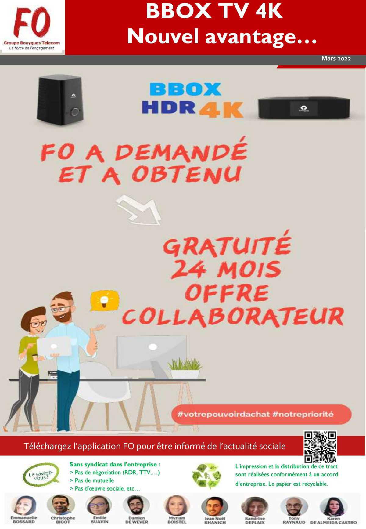 Tract "Bbox 4K HDR - Nouvel avantage"