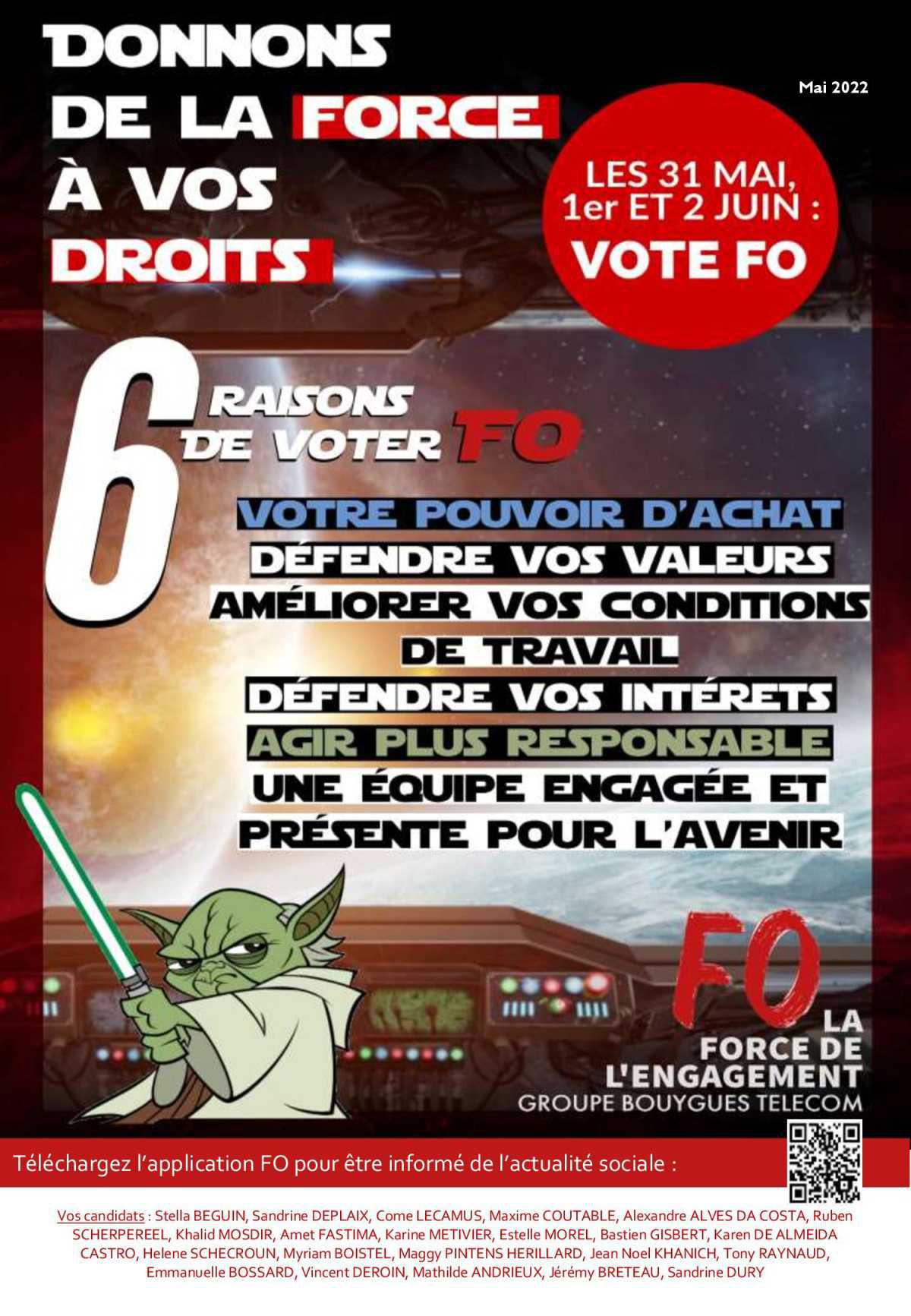 Tract "6 Raisons de voter FO"