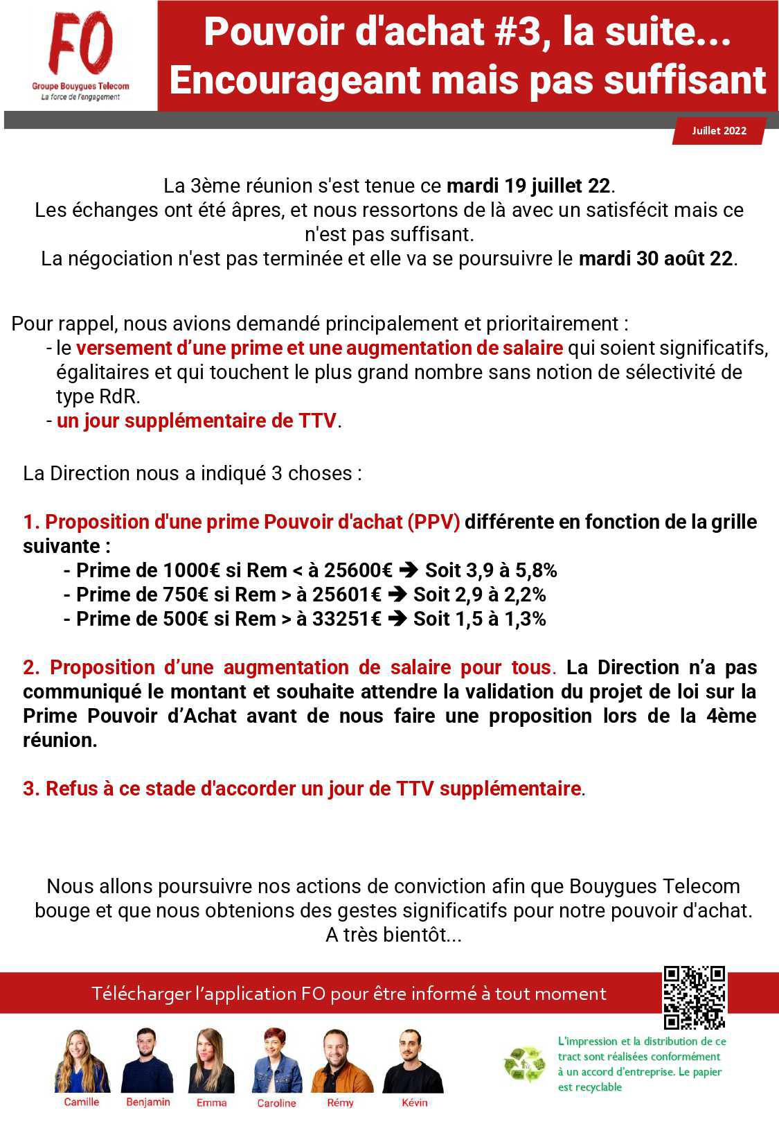 Tract "Pouvoir d'achat #3 : Encourageant mais pas suffisant..."