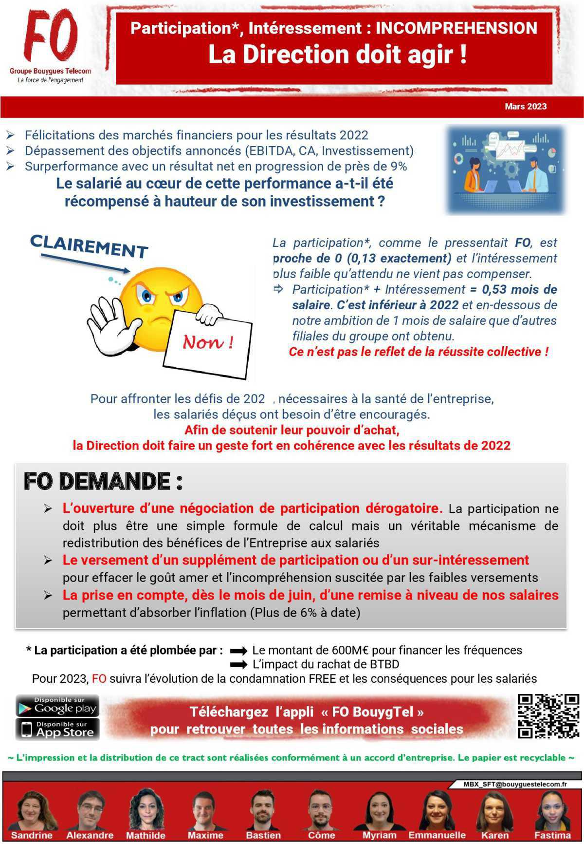 Tract "Participation*, intéressement : INCOMPREHENSION