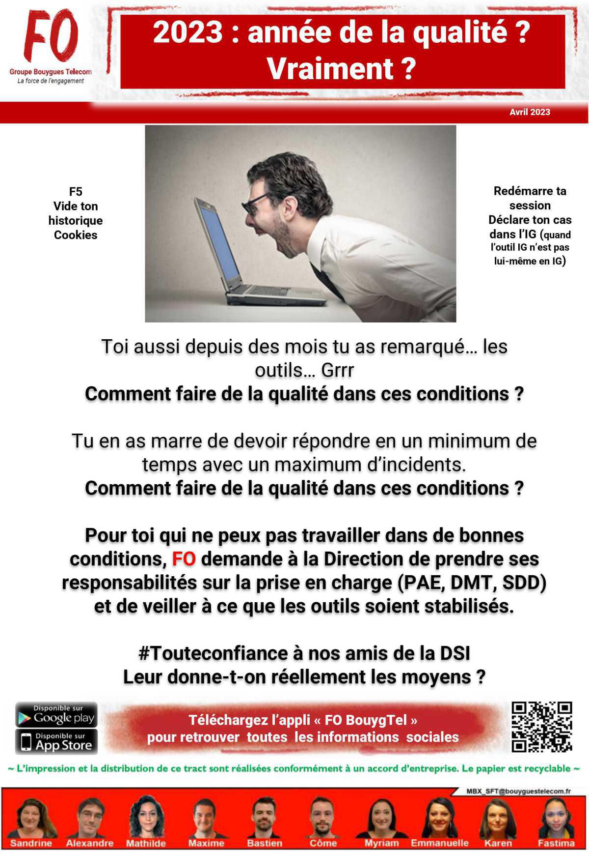 Tract "2023 : année de la qualité ? Vraiment ?"